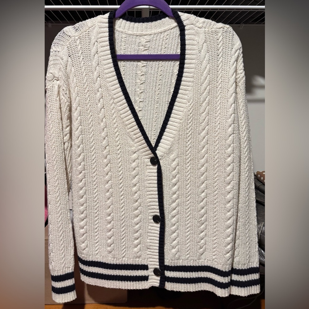 Classic Cable Knit Cardigan Sweater - Cream